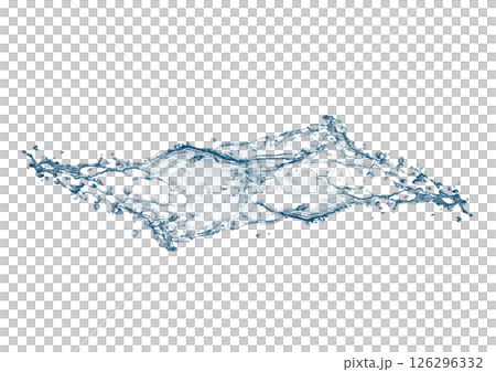 抽象的な青い波と水しぶきが飛び散った3dイラスト 126296332