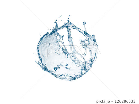 抽象的な青い波と水しぶきが飛び散った3dイラスト 126296333
