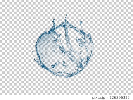 抽象的な青い波と水しぶきが飛び散った3dイラスト 126296333