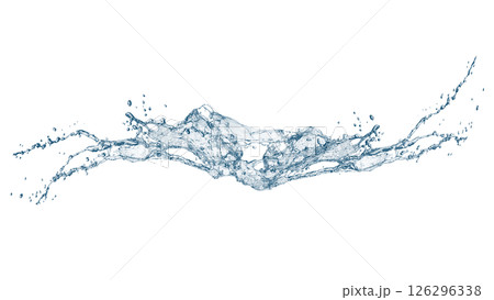 抽象的な青い波と水しぶきが飛び散った3dイラスト 126296338