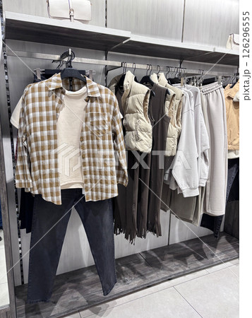 Fashionable women's clothing collection. Modern retail store Fashionable women's clothing collection. Modern retail store 126296555