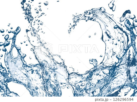 白い背景に抽象的な青い波と水しぶきが飛び散った3dイラスト 白い背景に抽象的な青い波と水しぶきが飛び散った3dイラスト 126296594