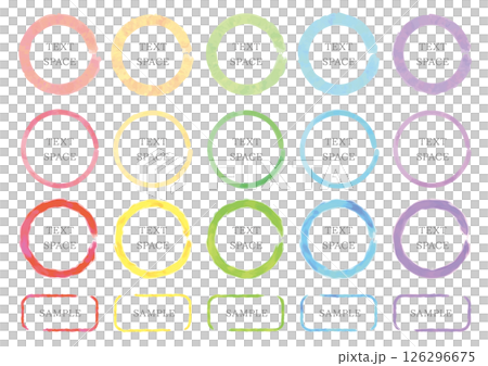 水彩風の5色の円3種類と横長のフレーム1点のセット 126296675