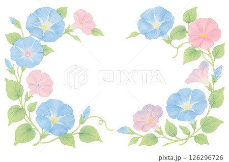 水彩の朝顔フレーム  切り抜き背景 126296726
