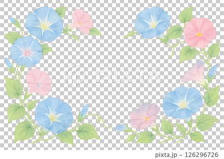 水彩の朝顔フレーム  切り抜き背景 126296726