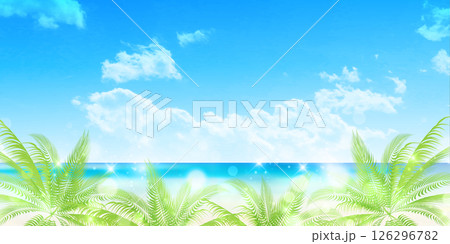 青　波　夏　風景　背景 126296782