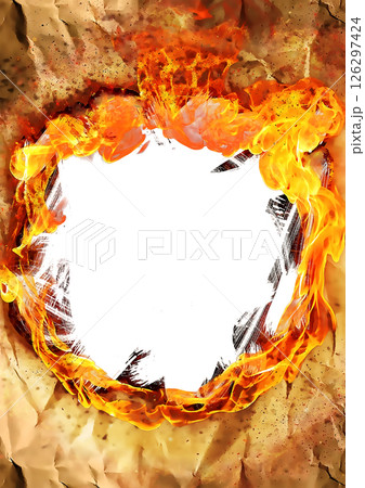 焼け焦げて穴があいた火炎の3dイラスト背景	 126297424