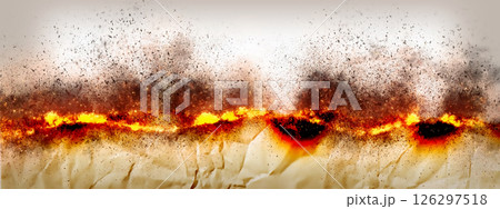 焼け焦げて燃える古紙の3dイラスト背景	 126297518
