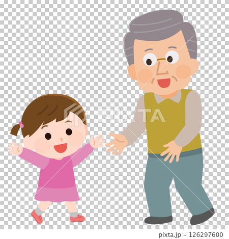 一位老人和他的孫子玩耍的插圖 126297600