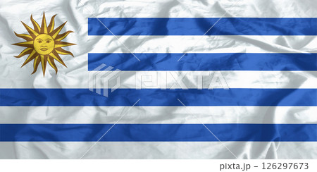 Uruguay Flag Wind Waving Close Up 126297673
