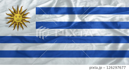 Uruguay Flag Wind Waving Close Up 126297677
