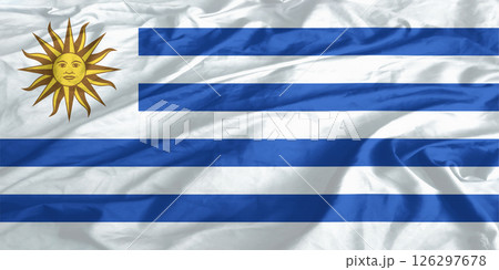 Uruguay Flag Wind Waving Close Up Uruguay Flag Wind Waving Close Up 126297678