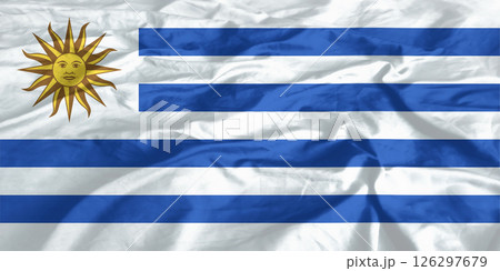 Uruguay Flag Wind Waving Close Up Uruguay Flag Wind Waving Close Up 126297679