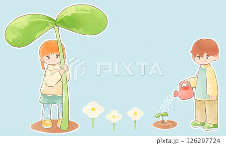 双葉と子どものイラスト 126297724