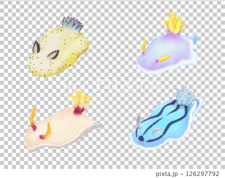 彩色海蛞蝓水彩插圖集 彩色海蛞蝓水彩插圖集 126297792