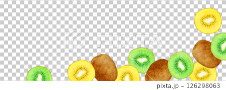 獼猴桃果實背景框架水平水彩插圖 126298063