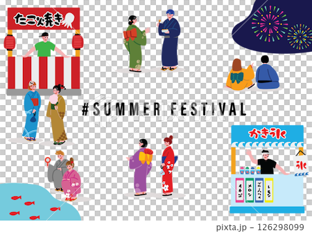 夏祭りを楽しむ人々 夏祭りを楽しむ人々 126298099