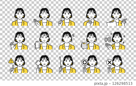 若い女性コンサルタントのビジネス向けアイコン表情セット 126298513