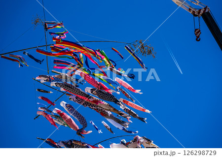 戸町中学校のクレーン鯉のぼり【長崎市】 126298729