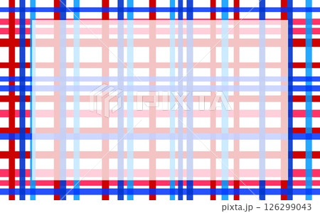 フレーム　格子模様　幾何学模様　ブルー　レッド　ホワイト 126299043
