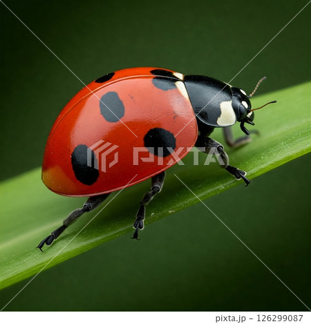 葉に止まるナナホシテントウ 126299087