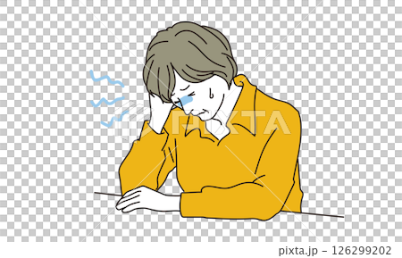 Illustration material of a middle-aged woman suffering from a headache 126299202