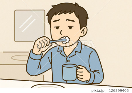 歯磨きをする男性 126299406