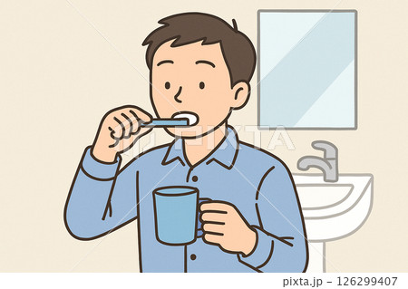 歯磨きをする男性 126299407