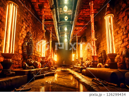 レトロな通路の3dイラスト背景 126299434