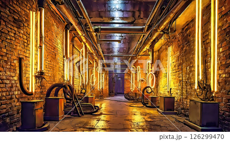 カラフルで抽象的な光のトンネルの3dイラスト背景 カラフルで抽象的な光のトンネルの3dイラスト背景 126299470