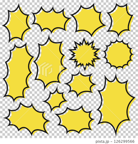 Spiky speech bubble set cartoon decoration explosion burst surprise emphasis yellow 126299566