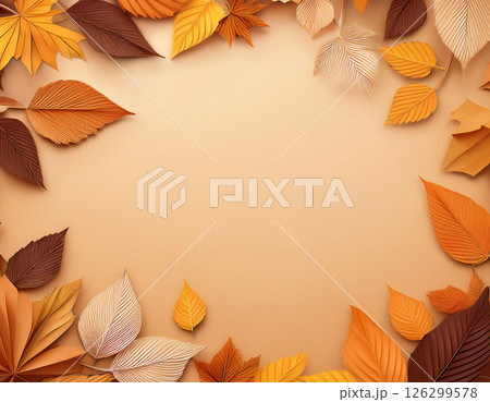 紅葉をイメージしたペーパークラフト風フレーム 126299578