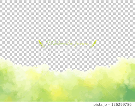 清爽的綠色水彩植物框架背景圖 126299786