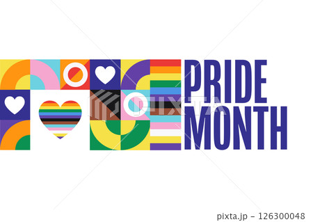 Pride Month. June. Holiday concept. Template for background, banner, card, poster with text. Vector Pride Month. June. Holiday concept. Template for background, banner, card, poster with text. Vector 126300048