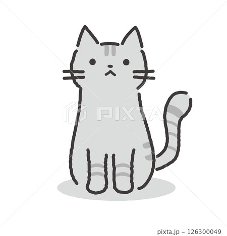 正面を向いて座るねこイラスト 126300049