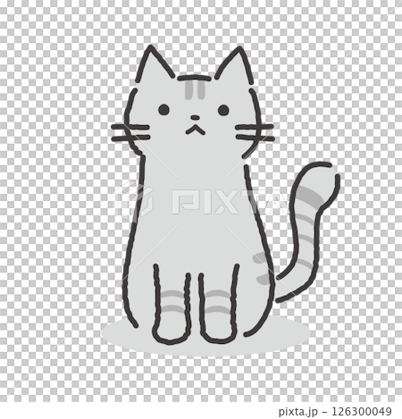 正面を向いて座るねこイラスト 126300049
