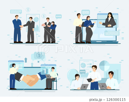 B2B collaboration and partnership illustrating teamwork and strategy. Vector illustration 126300115