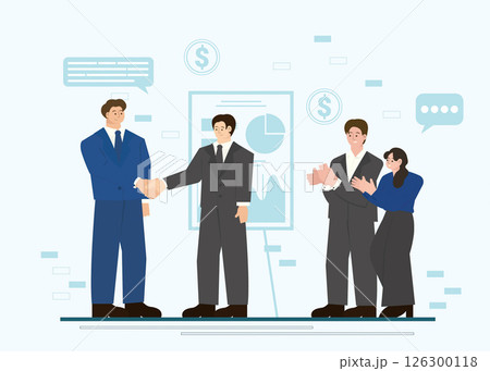 B2B business collaboration with professionals shaking hands. Vector illustration B2B business collaboration with professionals shaking hands. Vector illustration 126300118