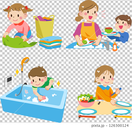 Children helping at home 126300124