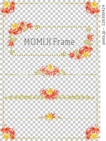 ビンテージカリグラフィ風フレーム素材115＜もみじフレーム・飾り罫・飾り枠・秋＞ 126300424