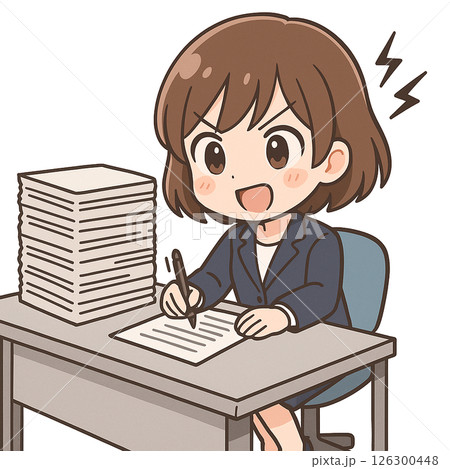 仕事をバリバリ頑張る女子社員が残業する 仕事をバリバリ頑張る女子社員が残業する 126300448