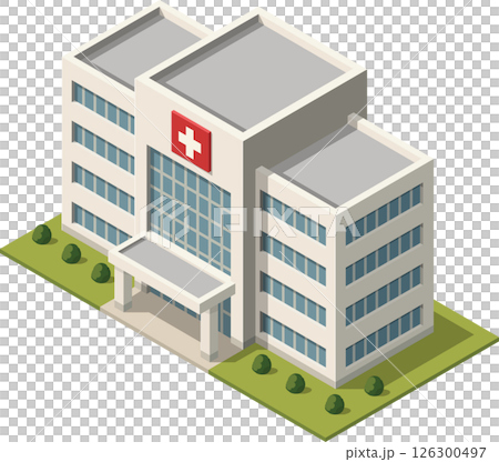 Isometric hospital building, healthcare facility Isometric hospital building, healthcare facility 126300497