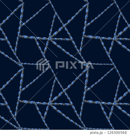 Abstract lines of bike chain seamless pattern. Watercolor Illustration isolated on dark blue background. Part of moto, bike equipment. Packaging for motorcycle workshop, repair, print on merchandise 126300568