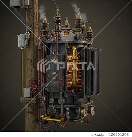 スチームパンク風な柱上変圧器 126301208
