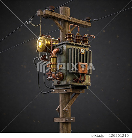 スチームパンク風な柱上変圧器 スチームパンク風な柱上変圧器 126301210