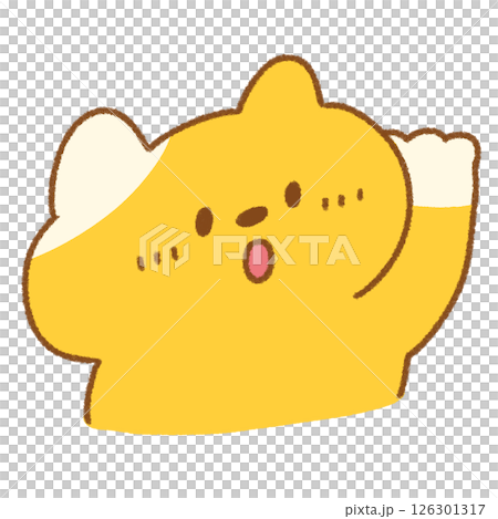 是的！可愛的貓咪舉起左爪（黃色） 126301317