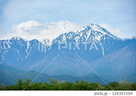 春の信州の絶景 残雪残る北アルプス 春の信州の絶景 残雪残る北アルプス 126301504