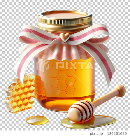 honey in glass jar 126301689