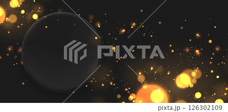 Black podium with gold glitter top view Black podium with gold glitter top view 126302109