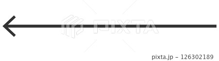長い　直線　矢印　左向き　黒　単品 126302189